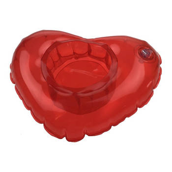 Drijvende bekerhouder rood hart 20 cm - opblaasspeelgoed