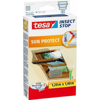 1x Tesa vliegenhor/insectenhor met zonwering zwart 1,2 x 1,4 meter - Raamhorren