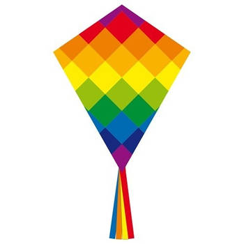 Invento eenlijnskindervlieger Eddy Rainbow Patchwork 58 x 70 cm