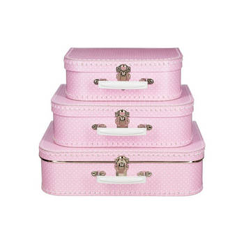 Kinderkoffertje roze witte stip 35 cm - Kinderkoffers