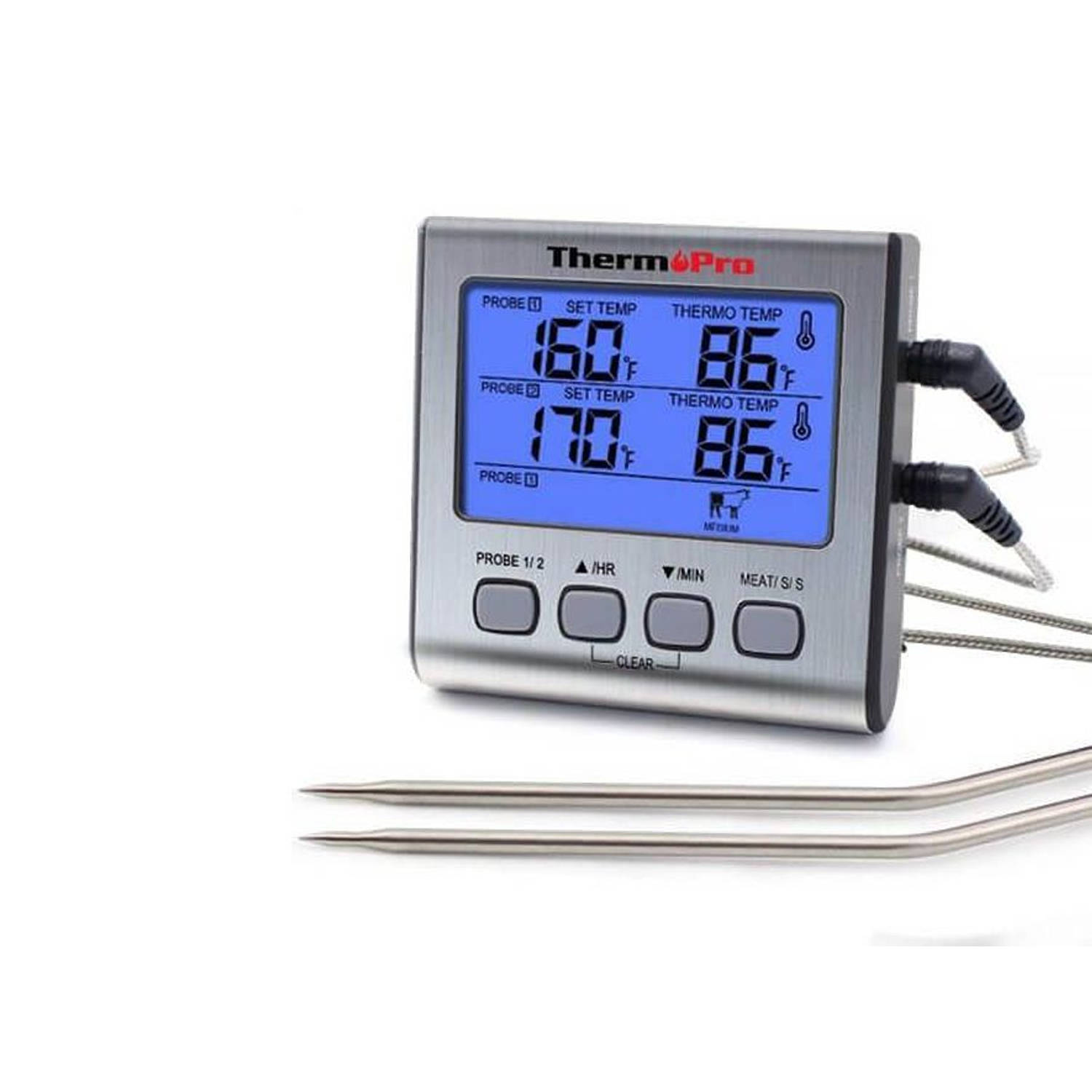 Gunst fotografie graven ThermoPro TP17 - Dubbele Vleesthermometer - 1 Meter | Blokker