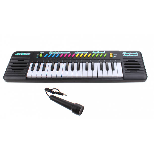 Jonotoys elektronisch keyboard met microfoon 32 toetsen zwart