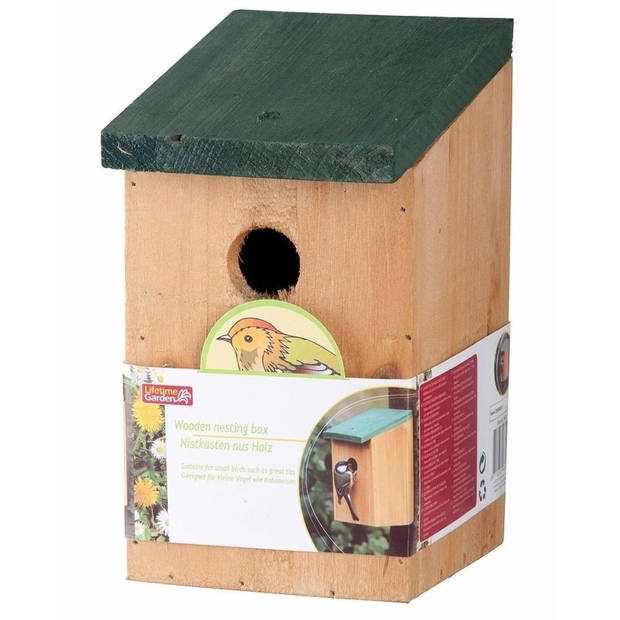Houten vogelhuisje/nestkastje 22 cm - zwart/goud Dhz schilderen pakket - Vogelhuisjes
