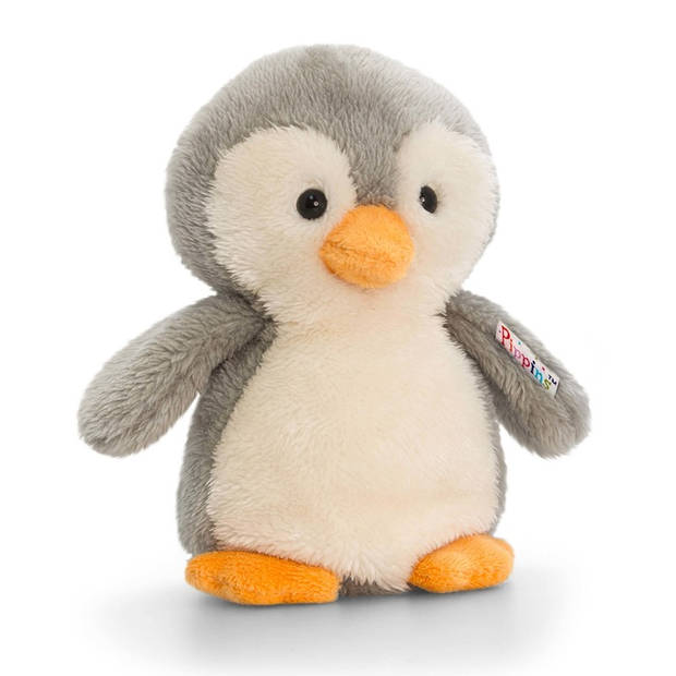 Keel Toys pluche pinguin knuffel grijs/wit 14 cm - Pooldieren speelgoed knuffels