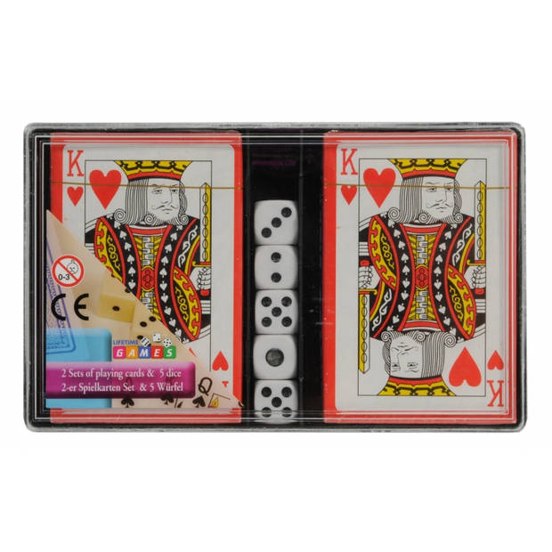 2x setje speelkaarten met dobbelstenen set van 5 stuks - Kaartspel
