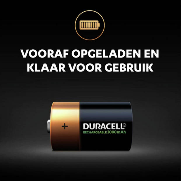 Duracell oplaadbare batterijen D, blister van 2 stuks