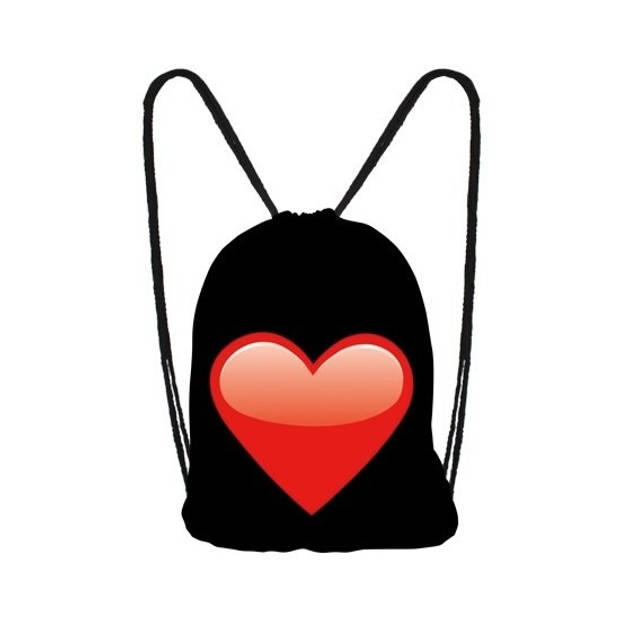 Zwart gymtasje met rood hart - Rugzak