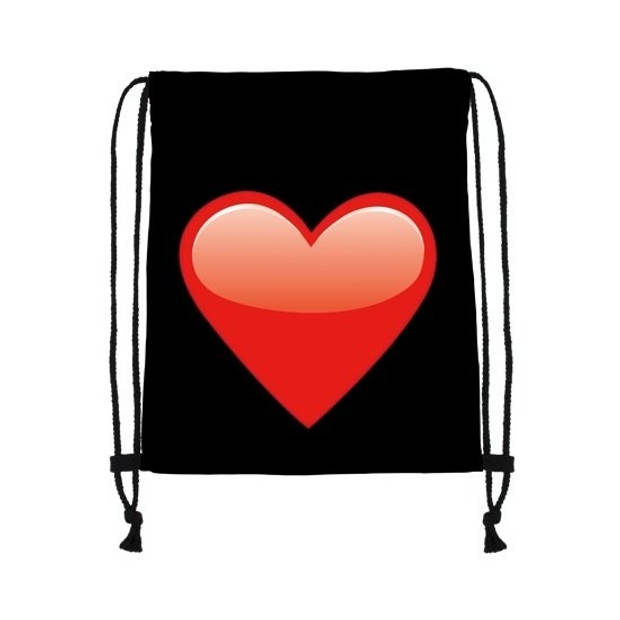Zwart gymtasje met rood hart - Rugzak