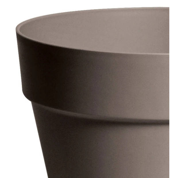 Mega Collections Plantenpot/bloempot - kunststof - taupe bruin - D26 x H22 cm - Plantenpotten