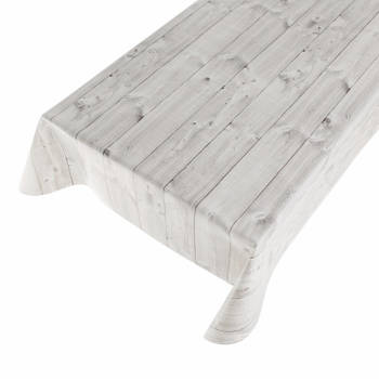 Buiten tafelkleed/tafelzeil grijze planken 140 x 170 cm - Rechthoekig - Tuintafelkleed tafeldecoratie