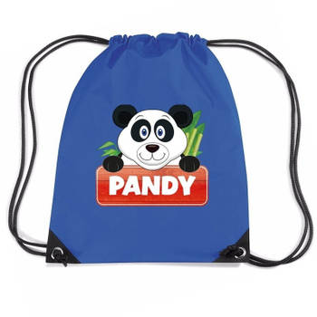 Pandy de Panda trekkoord rugzak / gymtas blauw voor kinderen - Gymtasje - zwemtasje