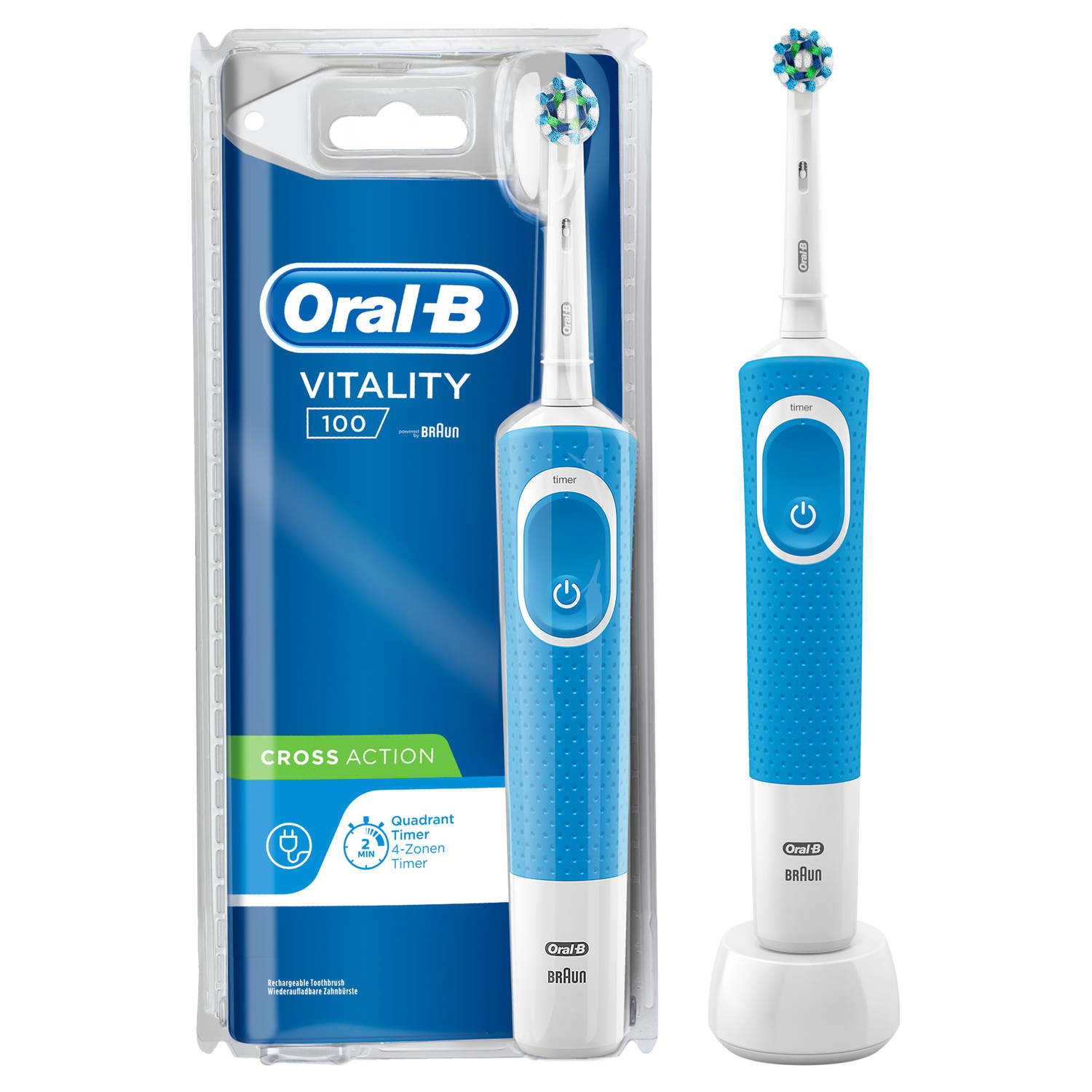 elektrische tandenborstel Vitality 100 blauw - 1 poetsstand | Blokker