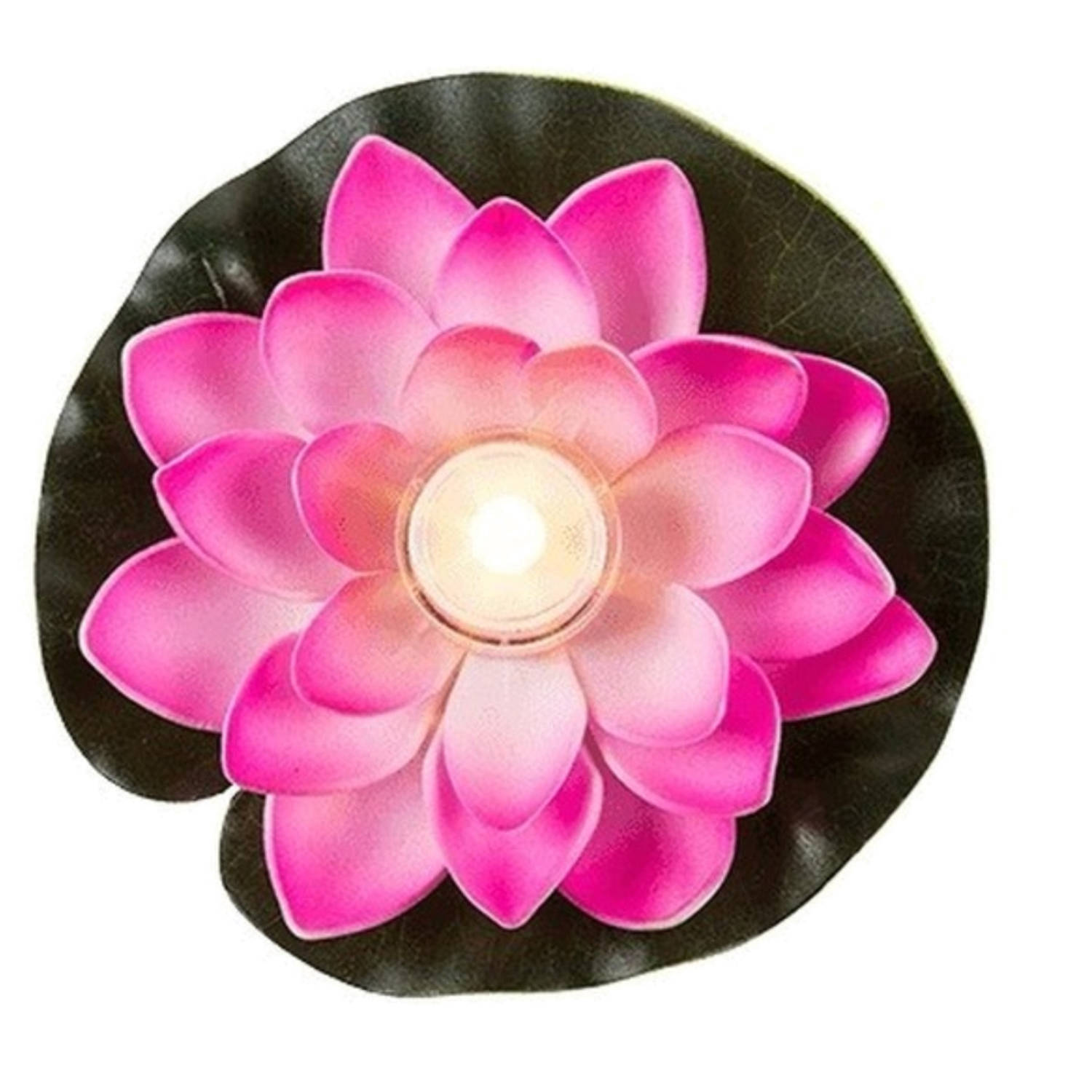 Roze waterlelie met LED-licht 13 cm