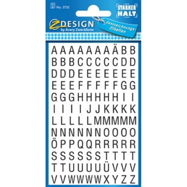 Avery Etiketten cijfers en letters A-Z, 120 stuks, zwart op wit