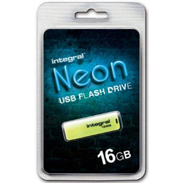 Integral Neon USB 2.0 stick, 16 GB, geel