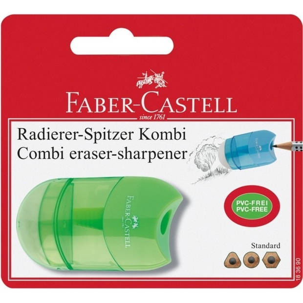 Puntenslijper en gum Faber Castell mini assorti blister