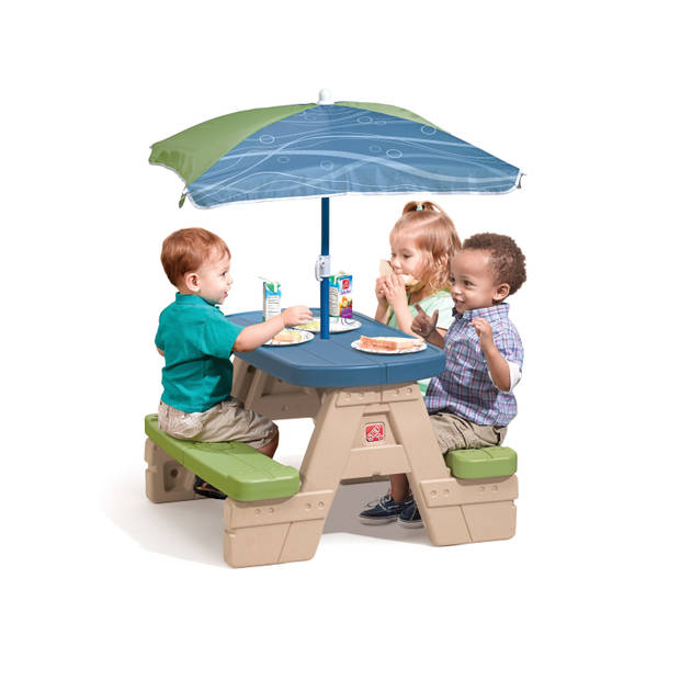 Step2 Sit and Play Picknicktafel voor 4 kinderen met parasol Picknick set voor kind van plastic / kunststof