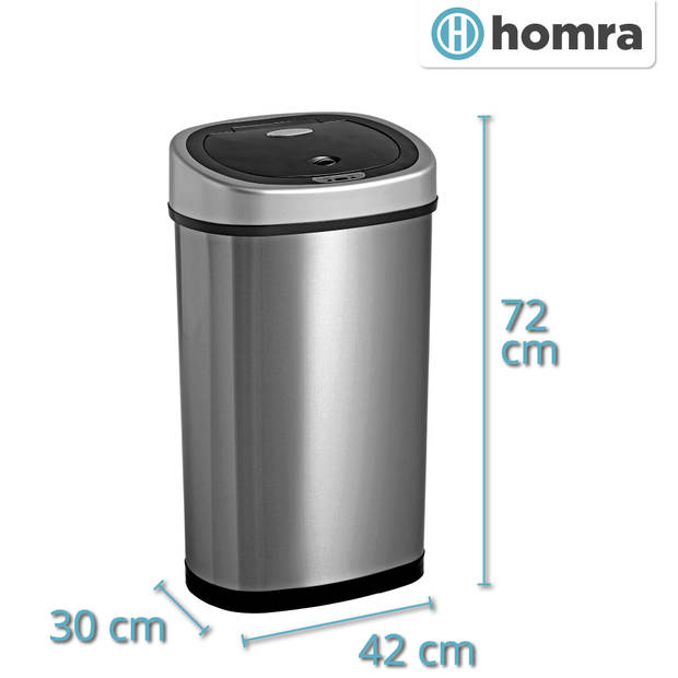 Homra FONIX Prullenbak met Sensor - 50L - RVS