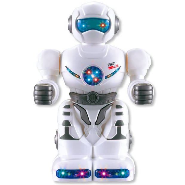 Jonotoys robot met licht en geluid 18 cm wit