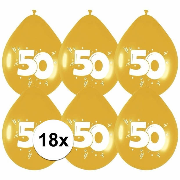 18x Gouden ballonnen 50 jaar - Ballonnen