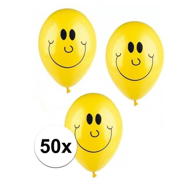Gele smiley ballonnen 50 stuks - Ballonnen