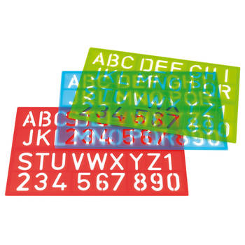 sjablonen Westcott letters en cijfers assortie kleuren