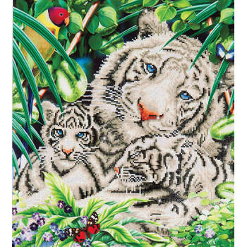 White Tiger en Cubs Diamond Dotz - 52x52 cm - Diamond Painting