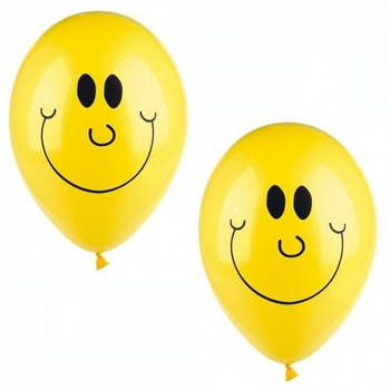 Gele smiley ballonnen 50 stuks - Ballonnen