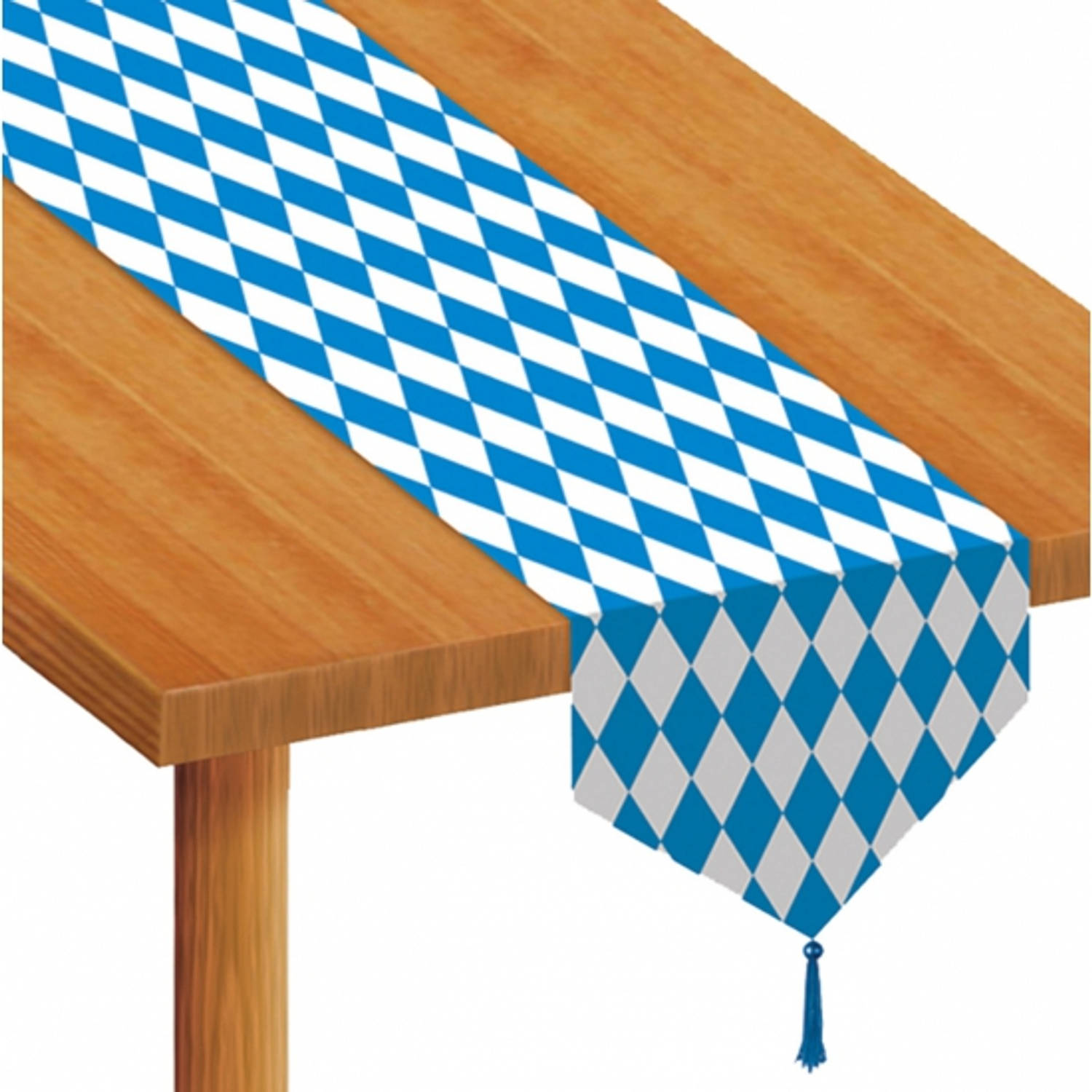 Tafeldecoratie blauw/witte tafellopers 183 cm - Feesttafelkleden