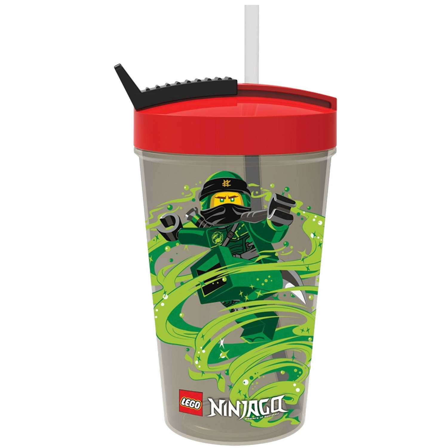 LEGO drinkbeker met rietje Ninjago groen/rood
