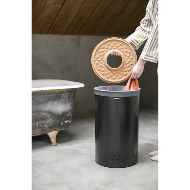 Brabantia wasbox - met kurken deksel - 60 liter - matt black
