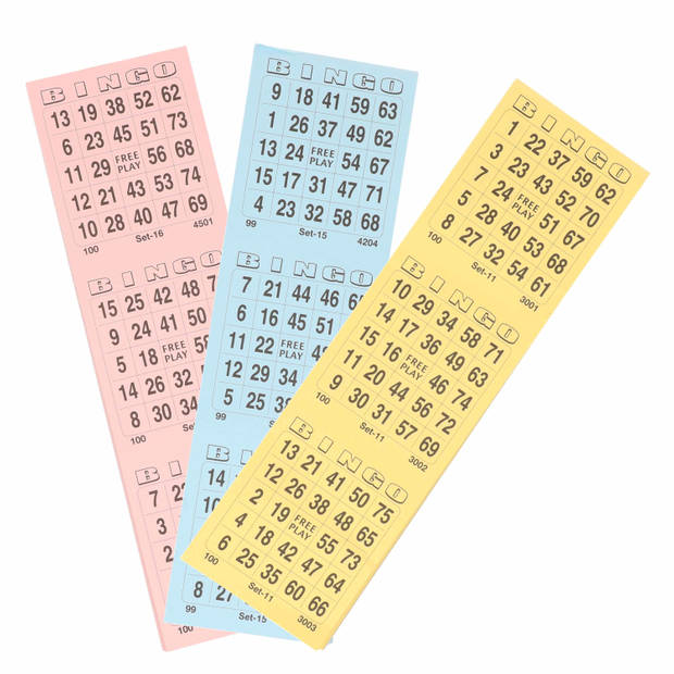 6x Bingokaarten blok 1-75 - 3 spellen per velletje - bingospel