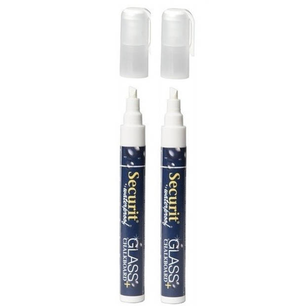 2x Witte watervaste krijtstift platte punt 2-6 mm - Krijtstiften