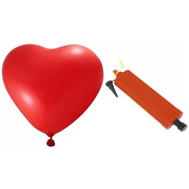 Rode harten ballonnetjes 18 stuks met ballonnenpomp - Ballonnen
