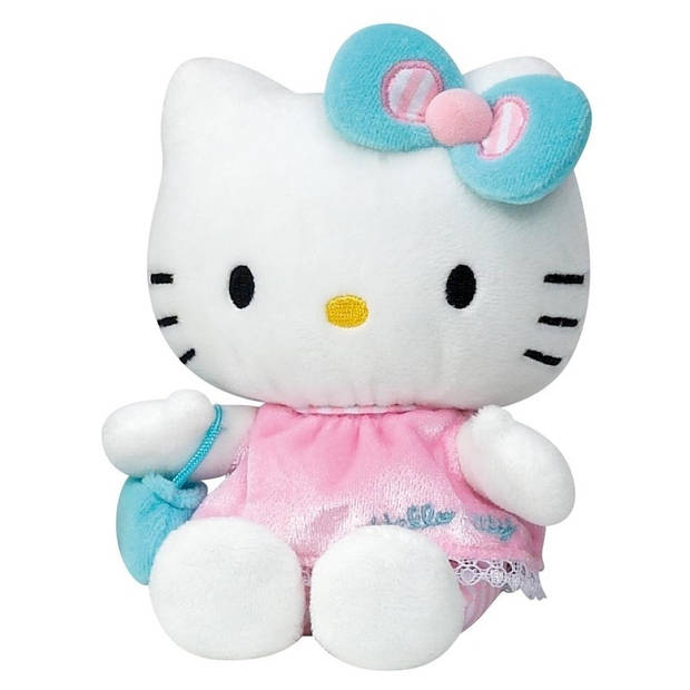 Pluche Hello Kitty knuffel in roze jurkje 15 cm
