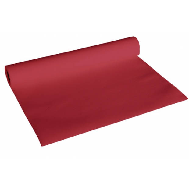 Luxe papieren tafelloper bordeaux rode kleur 4,8 meter - Feesttafelkleden