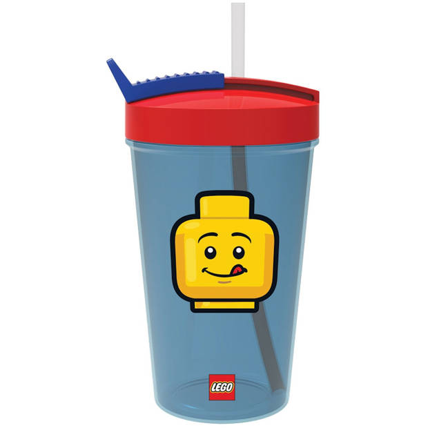 LEGO drinkbeker met rietje Iconic blauw/rood