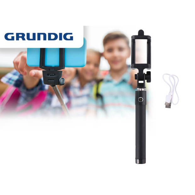 Grundig Inklapbare Selfie Stick - Bluetooth - IOS & Android - Inclusief USB Kabel