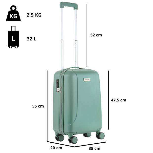 CarryOn Skyhopper Handbagage Koffer 55cm TSA-slot Okoban Registratie Olijf