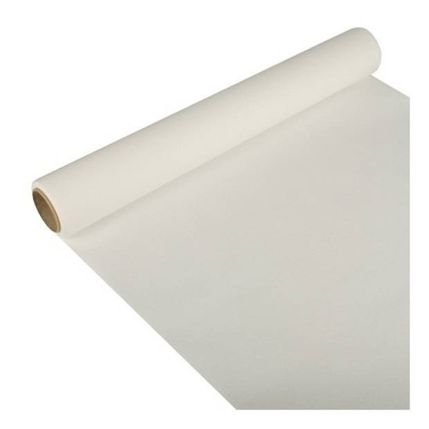 Feest/party witte tafeldecoratie papieren tafelloper 300 x 40 cm - Feesttafelkleden