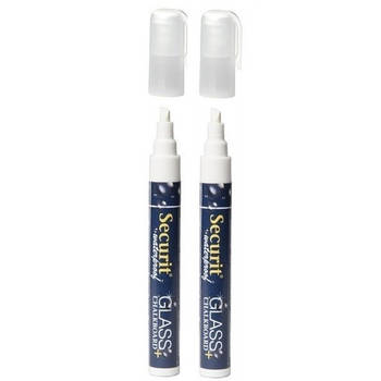 2x Witte watervaste krijtstift platte punt 2-6 mm - Krijtstiften