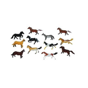 Paardjes set van 4x plastic speelgoed paarden van 6 cm - Speelfigurenset