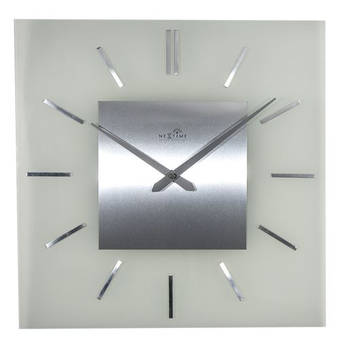 NeXtime wandklok Stripe Square 40 x 40 cm aluminium zilver