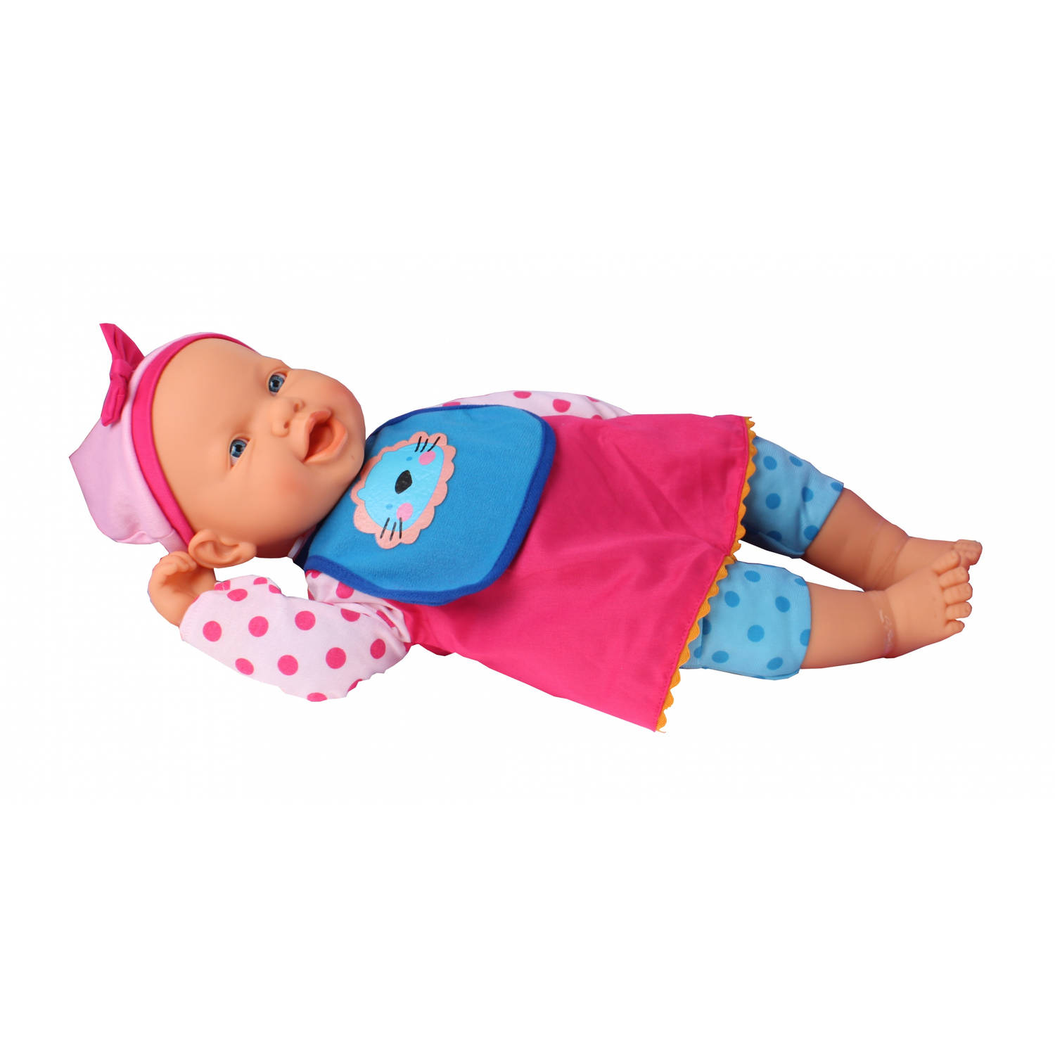 Falca babypop 8 delig meisje blauw-roze 45 cm