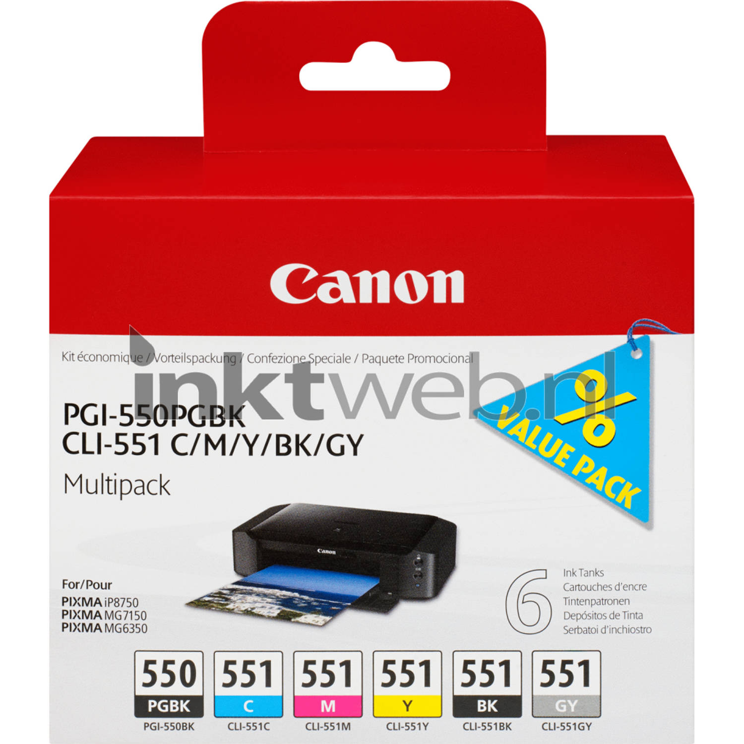 Inkcartridge Canon PGI-550 CLI-551 zwart+kleur