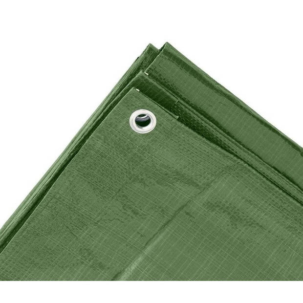 Afdekzeil / dekzeil groen 3 x 4 meter met 15x spanrubbers en S-haken - Afdekzeilen