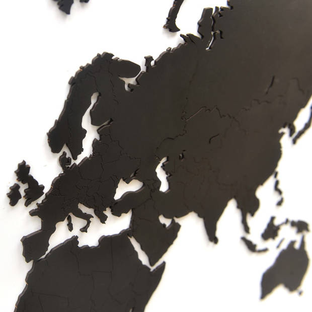 MiMi Innovations wanddecoratie wereldkaart 90 x 54 cm zwart hout