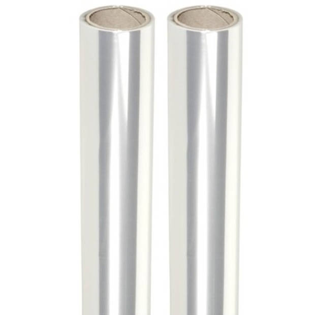 2 rolletjes transparante folie van 70 x 500 cm - Cadeaupapier