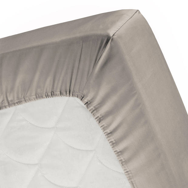 Cinderella Splittopper Single Split Hoeslaken Katoen Satijn - taupe 180x210cm