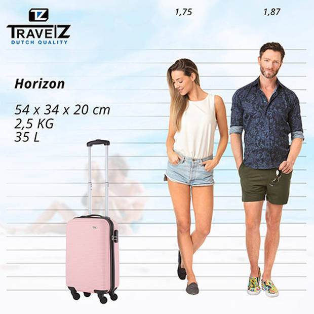 TravelZ Horizon Handbagagekoffer - 54cm Handbagage met cijferslot - Baby Roze